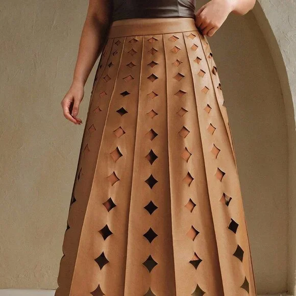 Coffee Brown Elegant Women's Skirt